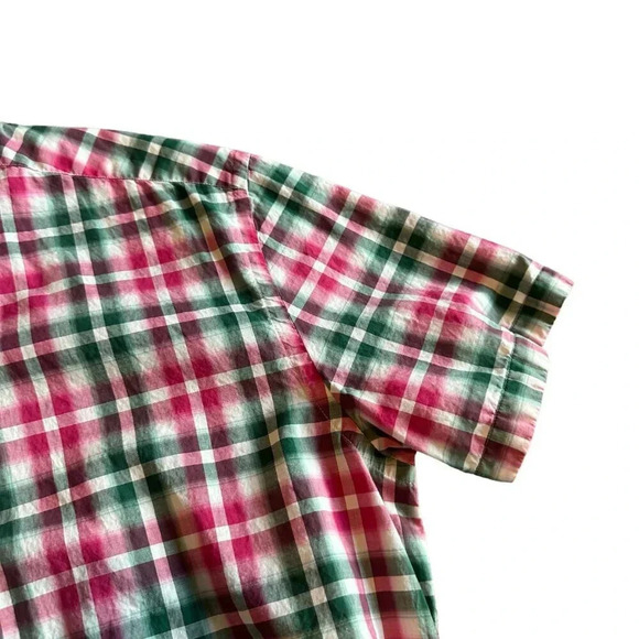 Stone Rose Short Sleeve Button Down Shirt Plaid Embroidered Size Medium 3 Men's - Picture 3 of 12